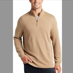 Joseph Abboud Modern Fit French Rib 1/4 Zip Knit- Tan